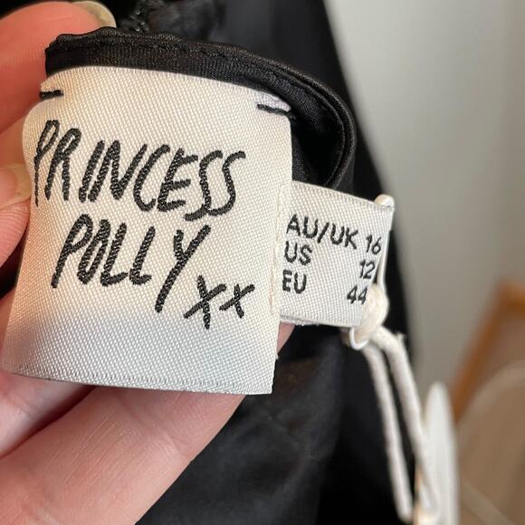 Princess Polly NWT Black Satin Kendra Mini Dress - size 12 - Picture 10 of 11